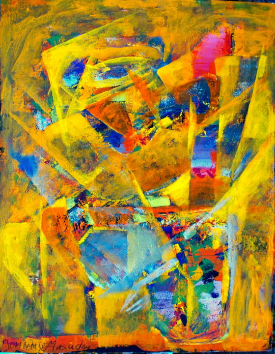 Malerei mit dem Titel "Ein Vierer im Lotto…" von Johnny Masada, Original-Kunstwerk, Acryl
