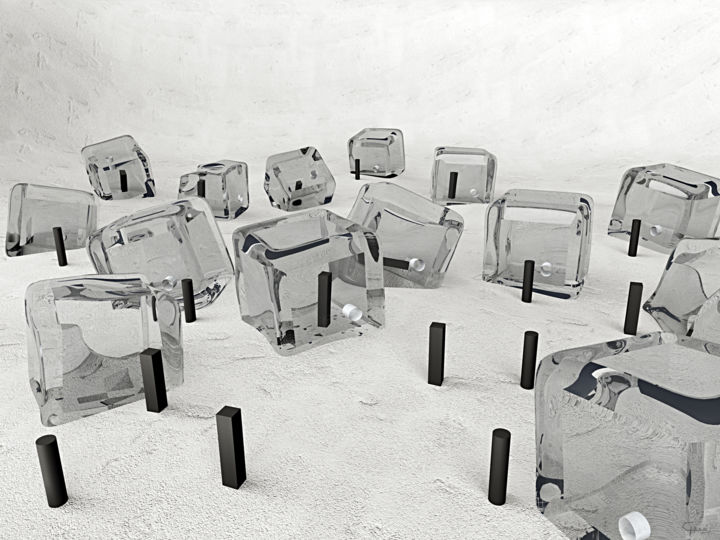 Arte digitale intitolato "Meditation cube" da Giuseppe Recchia, Opera d'arte originale, Modellazione 3D