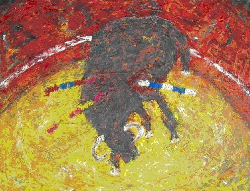 Painting titled "Toro de Lidia" by Graciela Hidalgo, Original Artwork