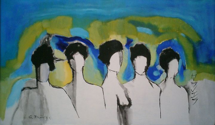 Peinture intitulée "Azules" par Graciela Zúñiga, Œuvre d'art originale, Acrylique