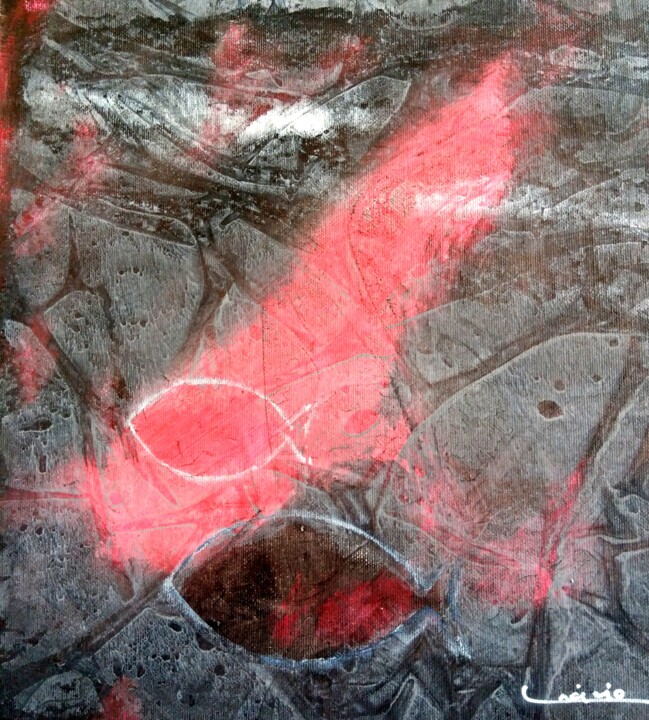 Painting titled "Red abstract ghost…" by Grácio Freitas, Original Artwork, Acrylic