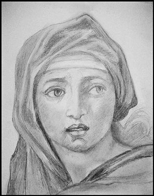 Drawing titled "Sibyla din Delphi" by Victor Covaliov, Original Artwork