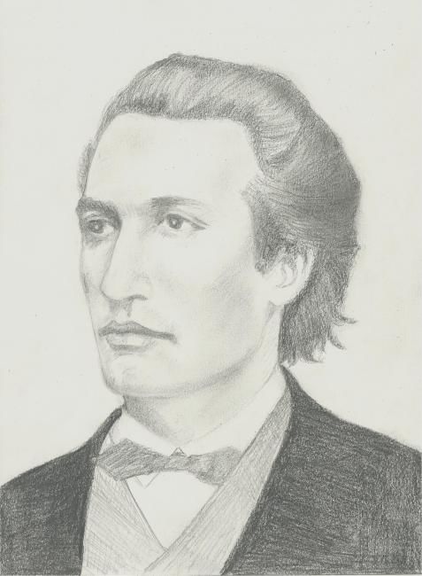 Drawing titled "Mihai Eminescu" by Victor Covaliov, Original Artwork
