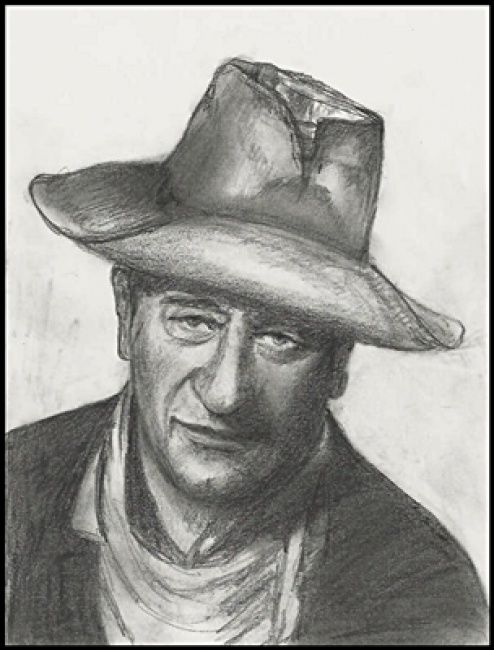 Drawing titled "John Wayne" by Victor Covaliov, Original Artwork