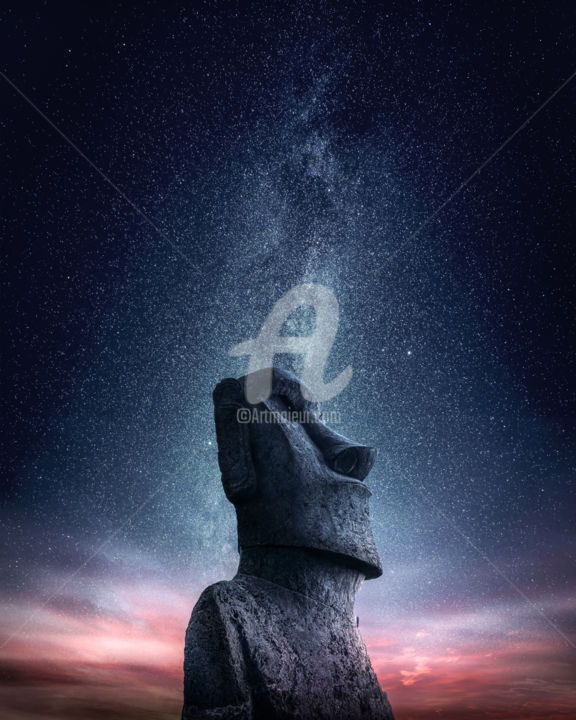 Photography titled "Moai Head - Easter…" by Grafixart_photo, Original Artwork, Digital Photography