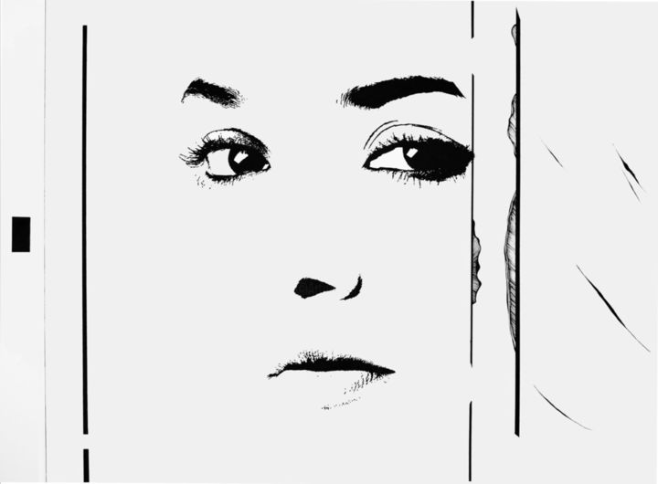 Drawing titled "Paused in thought" by Graham Rhodes, Original Art,