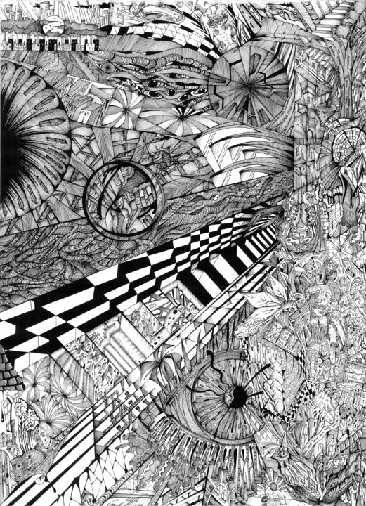 Drawing titled "ink chaos" by Graham Rhodes, Original Artwork, Ink