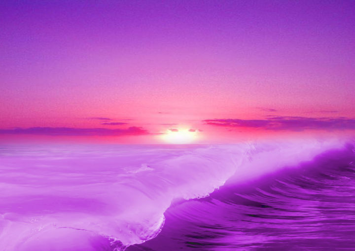 Цифровое искусство под названием "The Purple wave" - Graham Rhodes, Подлинное произведение искусства, Цифровая живопись