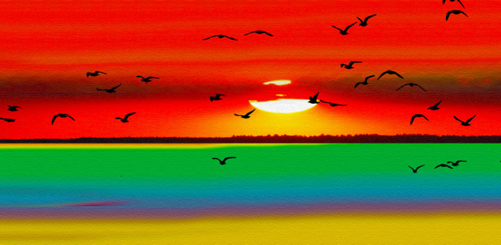 Arts numériques intitulée "Rainbow Landscape" par Graham Rhodes, Œuvre d'art originale, Photographie numérique