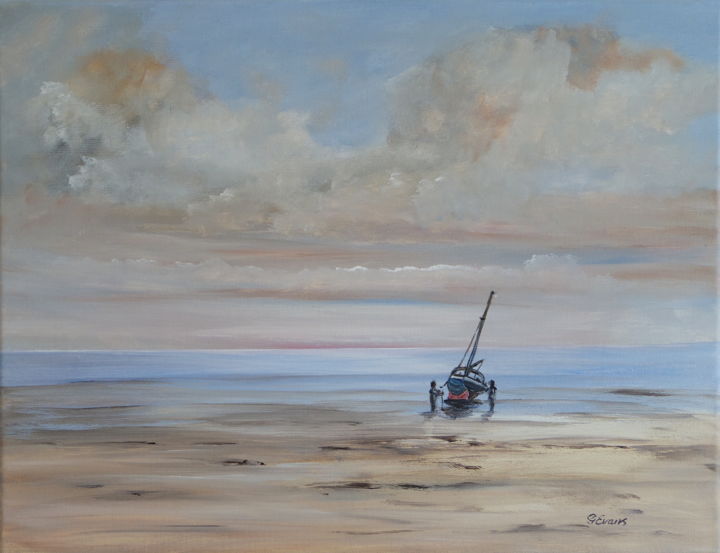 Pittura intitolato "Beached" da Graham Evans, Opera d'arte originale, Acrilico