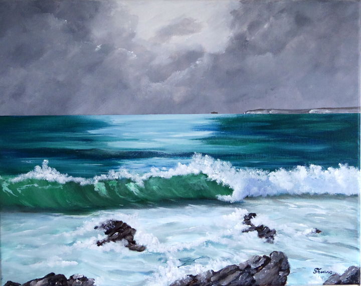 Painting titled "Sparkling sea" by Graham Evans, Original Artwork, Acrylic