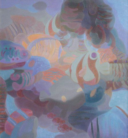 Schilderij getiteld "Морские тайны" door David Kharebov, Origineel Kunstwerk, Olie