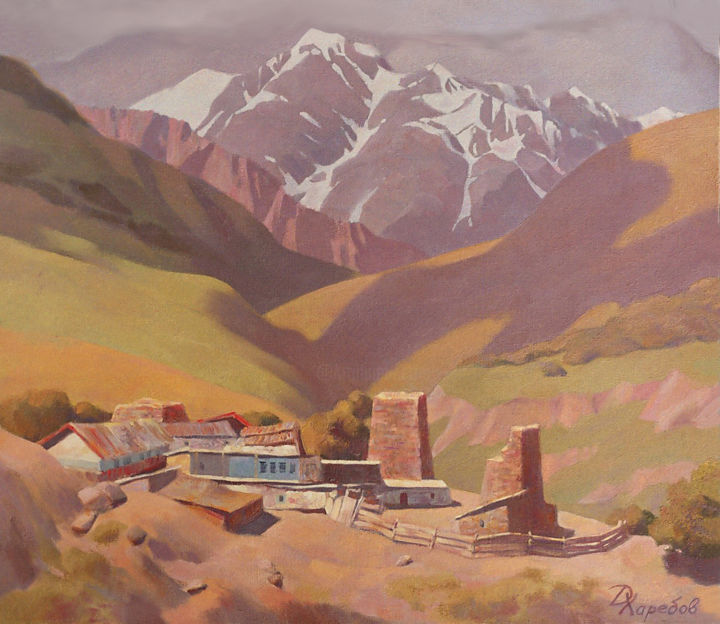 Pittura intitolato "Лето в горах" da David Kharebov, Opera d'arte originale, Olio