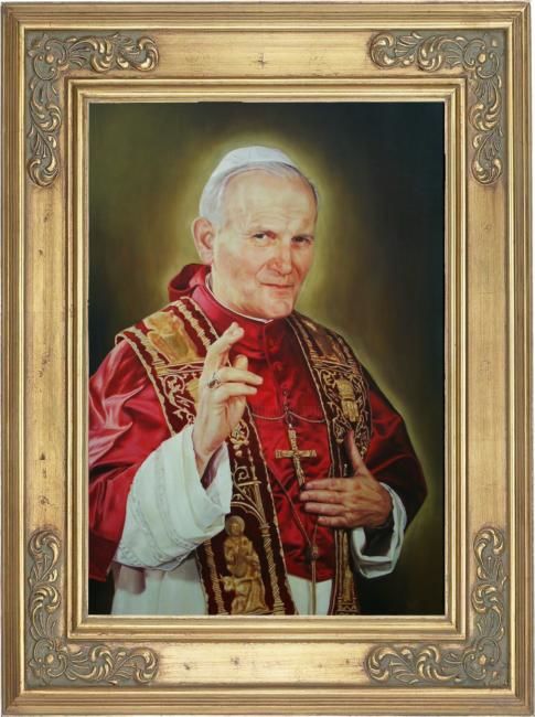 Painting titled "JUAN PABLO II" by Manuel Granai, Original Artwork, Oil