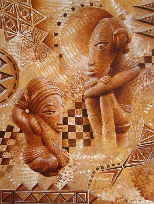 Painting titled "Images d'Afrique 11" by Grandorfa, Original Artwork