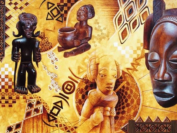 Painting titled "Images d'Afrique 9" by Grandorfa, Original Artwork
