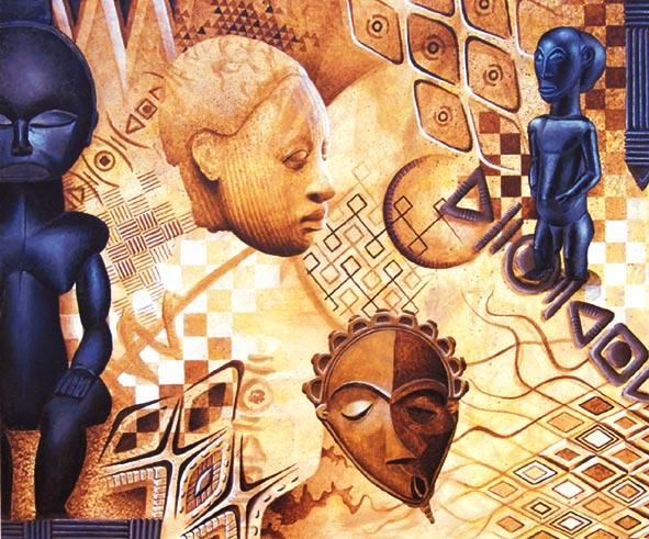 Painting titled "Images d'Afrique 7" by Grandorfa, Original Artwork