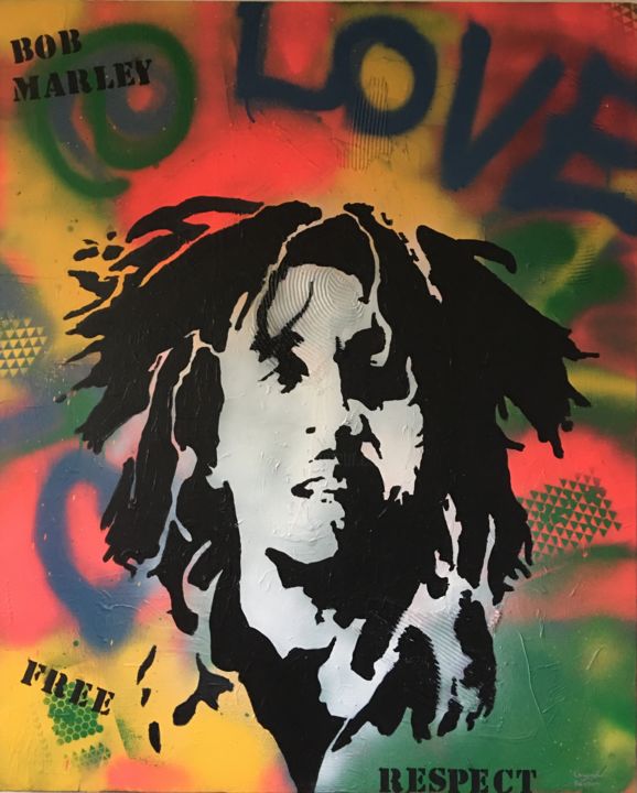 Painting titled "Bob Marley" by Grand Rêveur, Original Artwork, Airbrush
