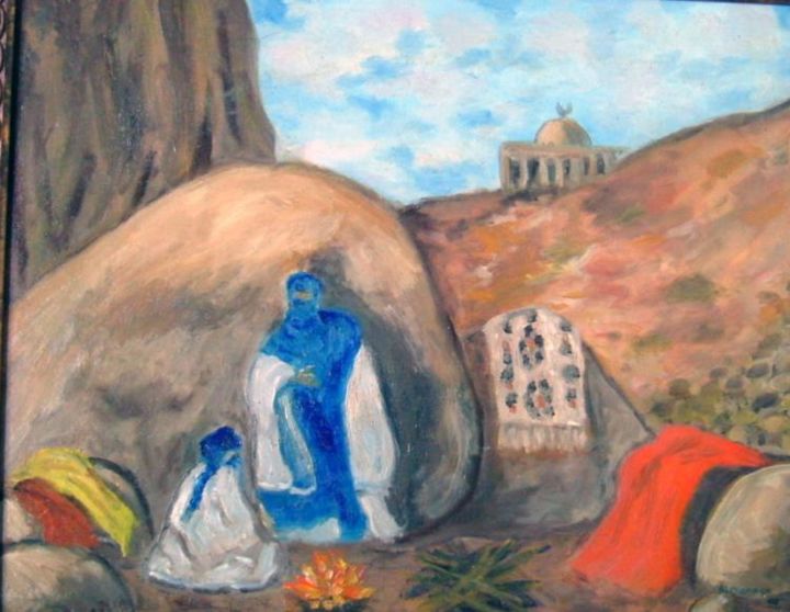 Pintura titulada " les touaregs" por Micheline Ménager, Obra de arte original