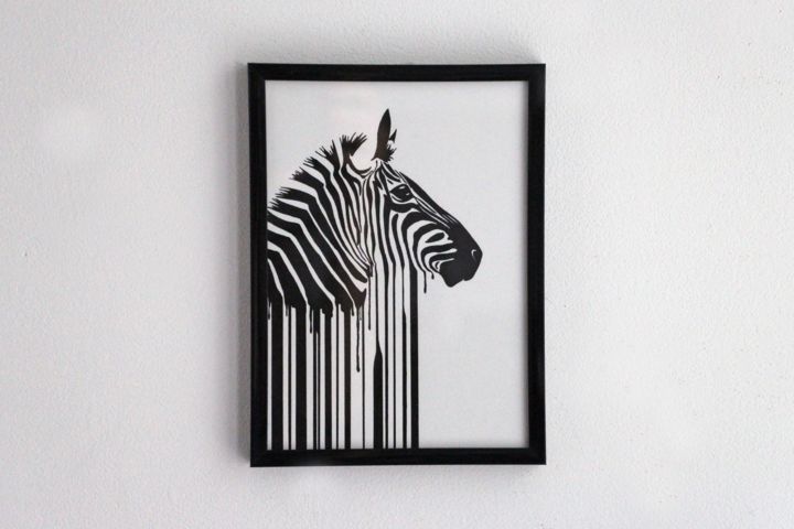 Dibujo titulada "Zebra" por Ottergraph, Obra de arte original, Tinta