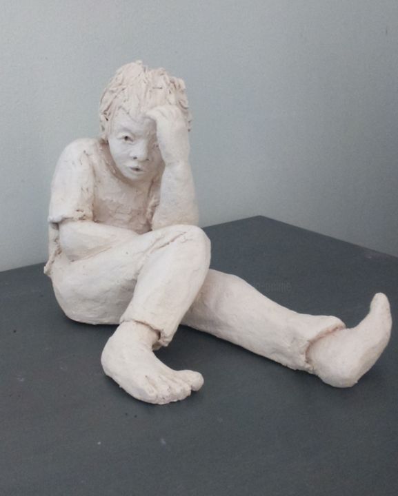 Sculpture intitulée "J'ai fait une bêtis…" par Marie Granger (Mahé), Œuvre d'art originale, Terre cuite