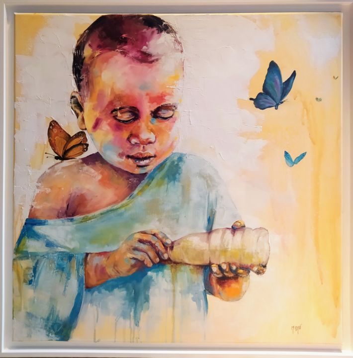 Peinture intitulée "L'effet papillon" par Marie Granger (Mahé), Œuvre d'art originale, Huile