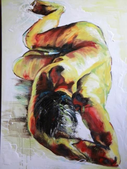 Картина под названием "ETRE endormi" - Marie Granger (Mahé), Подлинное произведение искусства, Масло