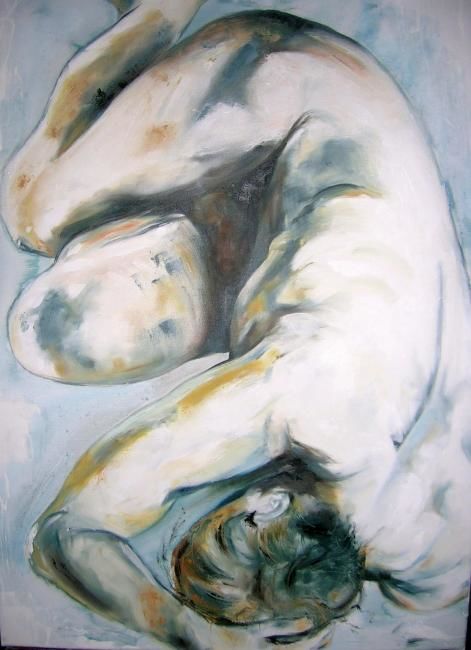 Peinture intitulée "ETRE allongé" par Marie Granger (Mahé), Œuvre d'art originale, Huile