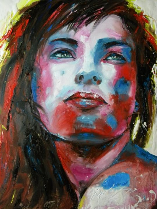 Painting titled "Face à face 2" by Marie Granger (Mahé), Original Artwork, Oil