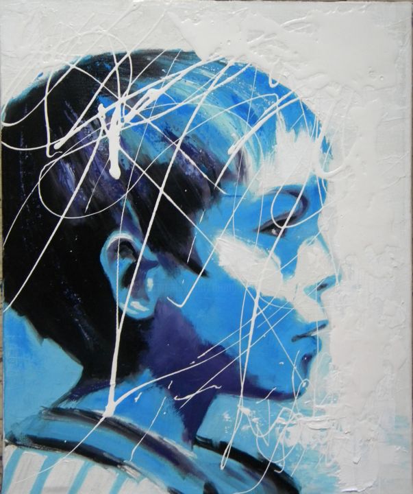 Peinture intitulée "Bleu!!!!" par Marie Granger (Mahé), Œuvre d'art originale, Huile