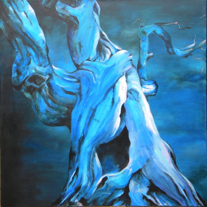 Painting titled "Au creux  du "bleu"" by Marie Granger (Mahé), Original Artwork, Acrylic