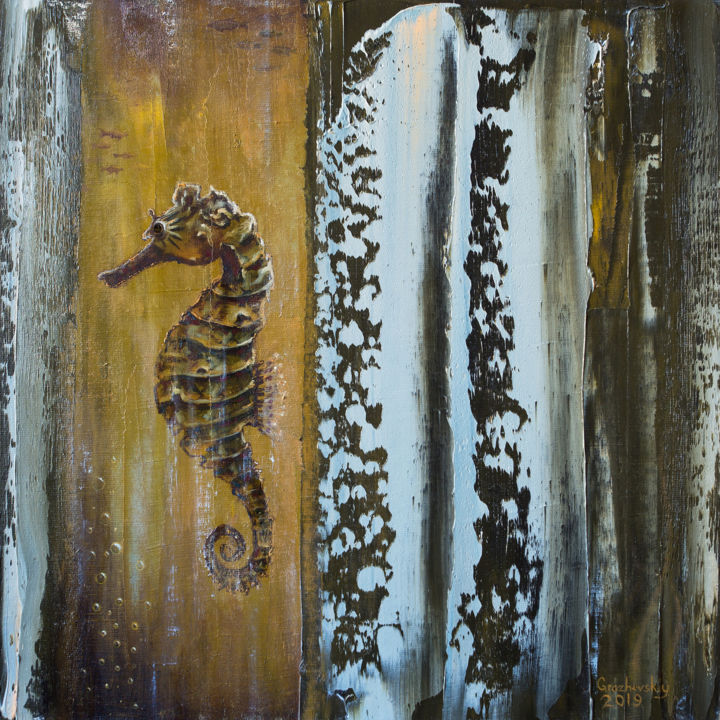 Pintura intitulada "Seahorse" por Nikita Grazhevskiy, Obras de arte originais, Óleo