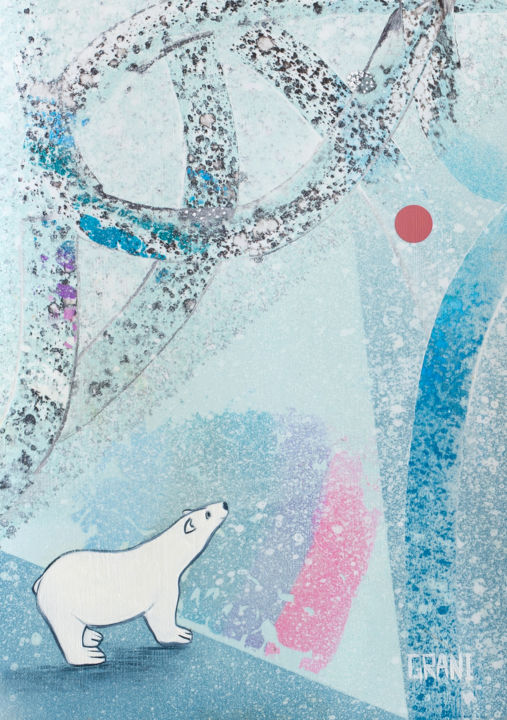 Картина под названием "Above the Arctic Ci…" - Nikita Grazhevskiy, Подлинное произведение искусства, Акрил Установлен на Дер…