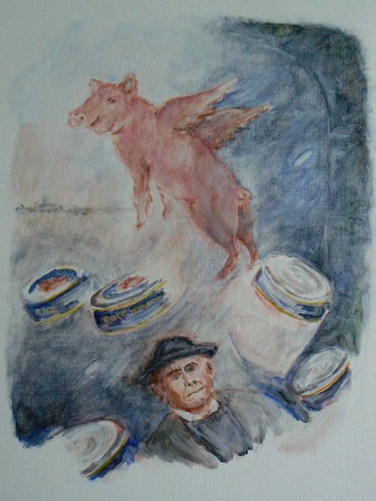 Картина под названием "Hommage au paté" - Venner Fanch, Подлинное произведение искусства, Масло