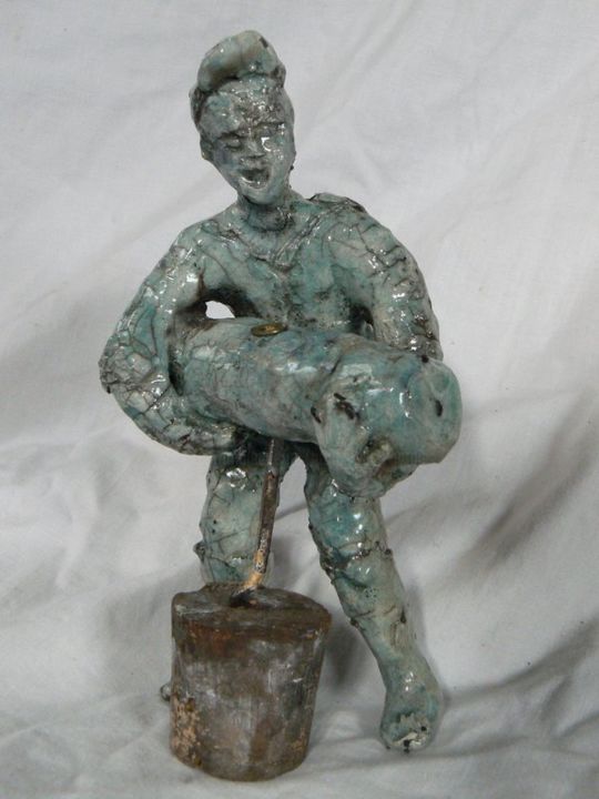 Scultura intitolato "ça s'arrose !.jpg" da Venner Fanch, Opera d'arte originale, Ceramica