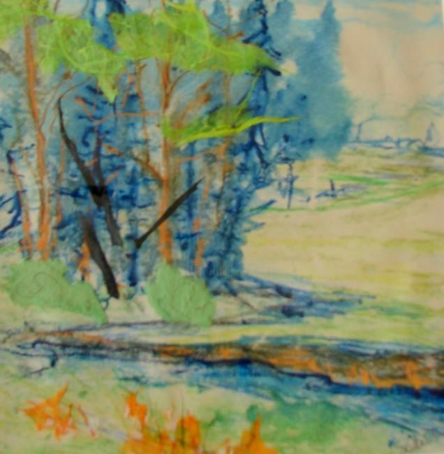 Impressões e gravuras intitulada "Creekside" por Val Solash, Obras de arte originais