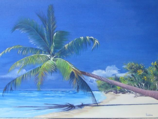 Peinture intitulée "coconut beach" par Alexandre Villechalane, Œuvre d'art originale, Autre