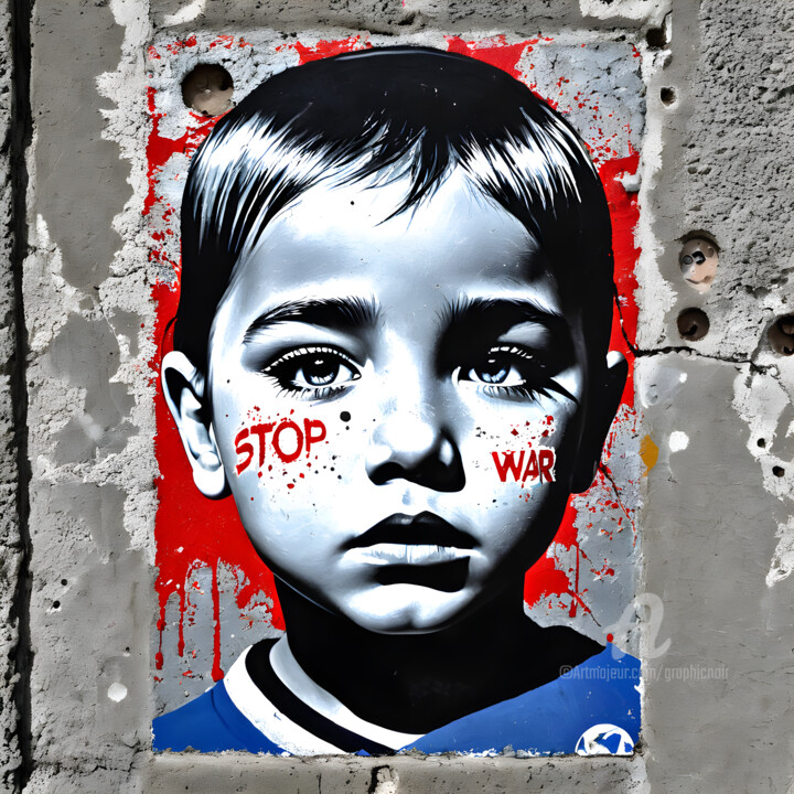 Digital Arts titled "STOP WAR #2" by Graphicnoir, Original Artwork, AI generated image