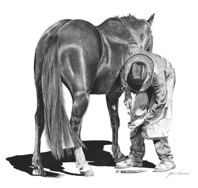 Drawing titled "Rodeo Ferrier" by John Bowman, Original Artwork, Other