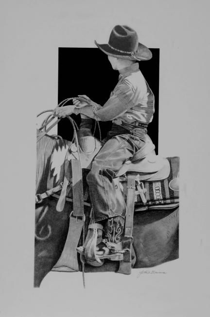 Drawing titled "Jr. Rodeo Boy Rider" by John Bowman, Original Artwork, Other
