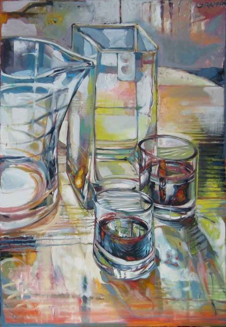 Malerei mit dem Titel "verre de mars/Bocau…" von Arnaud Grappin, Original-Kunstwerk, Öl