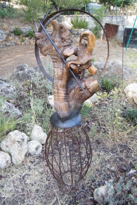 Sculpture titled "l-olive-y-est-juill…" by Gérard Amat, Original Artwork, Wood