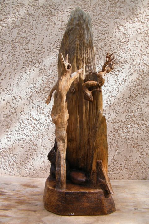 Skulptur mit dem Titel "l-apprenti-sage-201…" von Gérard Amat, Original-Kunstwerk, Holz