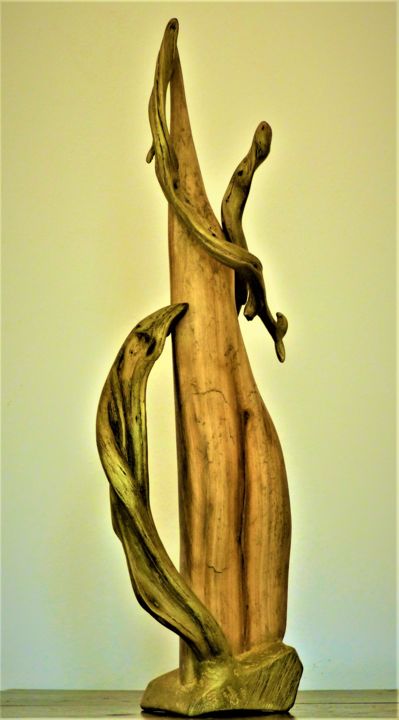 Sculpture titled "Bronzage Intégral" by Gérard Amat, Original Artwork, Wood