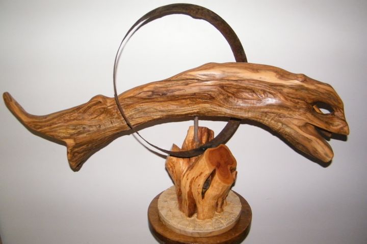 Skulptur mit dem Titel "carpe-diem-octobre-…" von Gérard Amat, Original-Kunstwerk, Holz