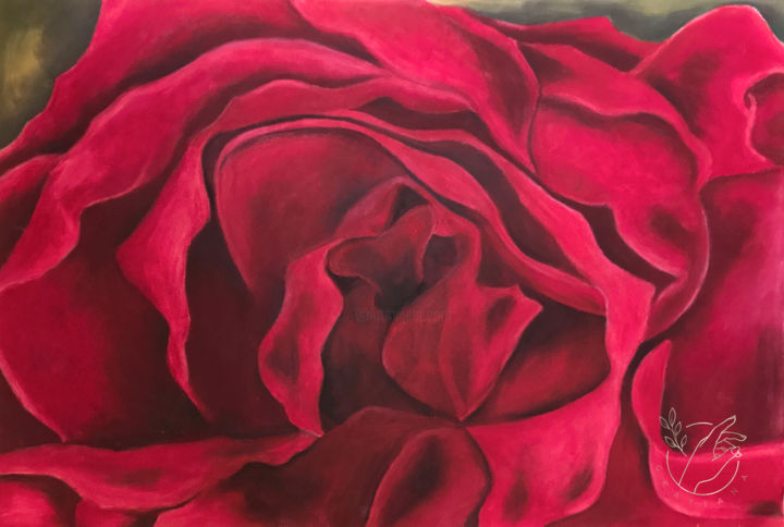 Painting titled "rose rouge.jpg" by Gratiana Joanna, Original Artwork, Pastel