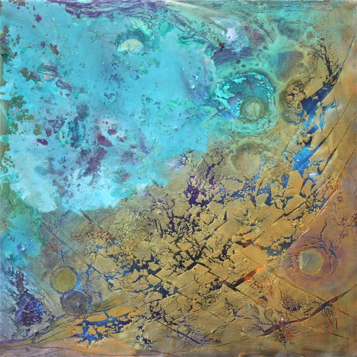 Peinture intitulée "A Blue & Gold Mista…" par Gray Jacobik, Œuvre d'art originale, Huile