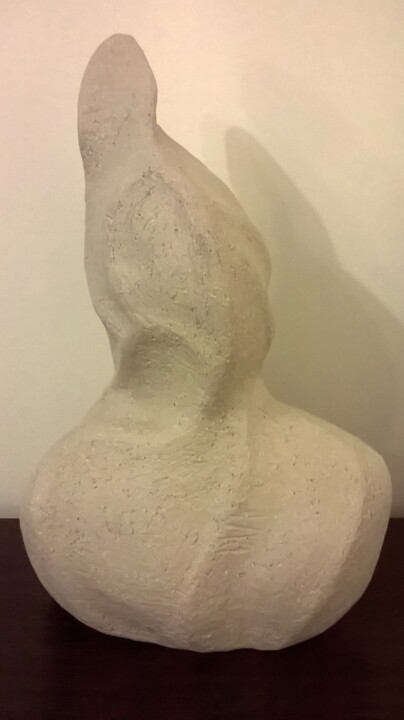 Sculpture intitulée "Lézardé - Blanc Bei…" par Grazia Compagnino, Œuvre d'art originale, Argile