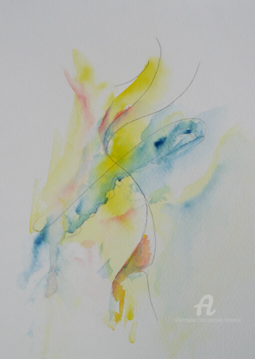 Painting titled "comet-hajewski-gc-g…" by Grazyna Hajewski, Original Artwork, Watercolor