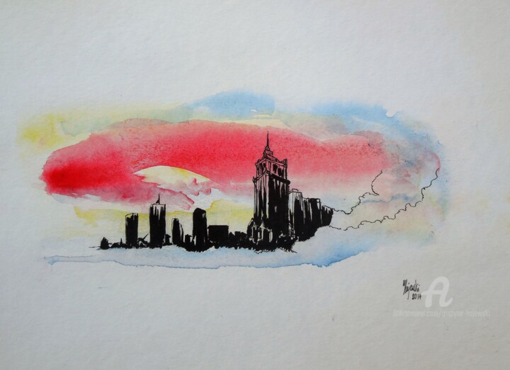 Painting titled "warszawa-hajewski-g…" by Grazyna Hajewski, Original Artwork, Watercolor